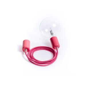 Loft metal line - 22 różowa piwonia lampa wisząca kolorowe kable