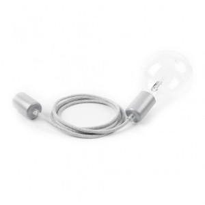 Loft metal line - b02 srebrzysta skała lampa wisząca kolorowe kable