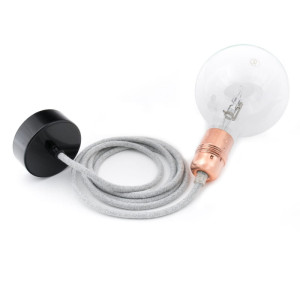 Lampa wisząca loft metal copper z czarną podsufitką kolorowe kable