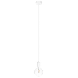 Biała lampa wisząca loft metal line pojedynczy zwis na kablu kolorowe kable