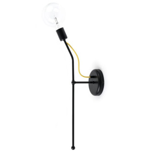 Czarna lampa ścienna loft tubo 1 kinkiet z metalowych rurek kolorowe kable