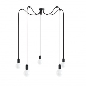 Czarna lampa pająk loft multi metal line x5 lampa wisząca kolorowe kable