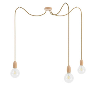 Potrójna drewniana lampa wisząca loft multi eco line x3 typ a kolorowe kable