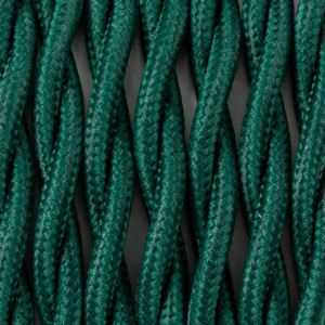 Ciemnozielony kabel skręcany w oplocie poliestrowym t06 sosnowy las dwużyłowy 2x1x0.75 kolorowe kable