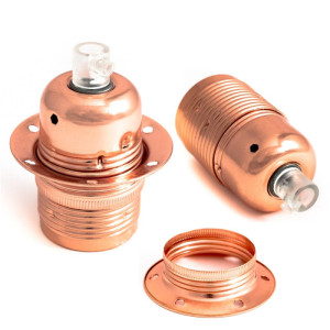 Oprawka metalowa e27 w kolorze miedzi z pierścieniem kolorowe kable