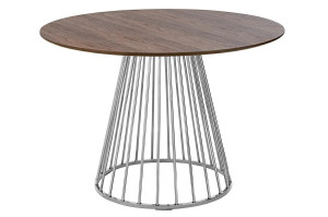 Stół glam walnut 110 - fornir orzechowy, chromowana podstawa