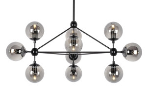 Lampa wisząca planetario 10 czarna - klosze dymione