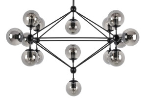 Lampa wisząca planetario 15 czarna - klosze dymione