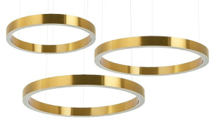 Lampa wisząca ring 80 + 80 + 100 złota na jednej podsufitce