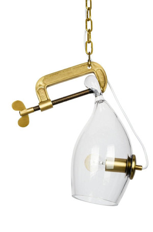 Lampa wisząca vice mosiądz - metal, szkło