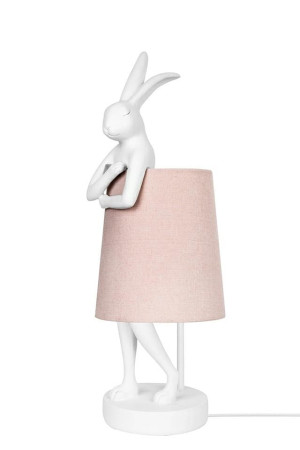 Kare lampa stołowa rabbit 68 cm biała / róźowa