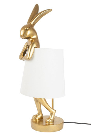 Kare lampa stołowa rabbit 88 cm biała / złota