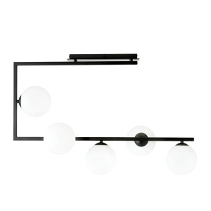 Lampa wisząca Emibig Soma czarno-złota z białym kloszem 5×E14