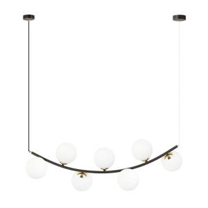 Lampa wisząca Emibig Ritz czarna ze złotem z białym kloszem 7×E14