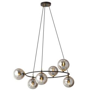 Lampa wisząca Emibig Azura 6 czarno-złota z grafitowym kloszem 6×E14