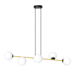 Lampa wisząca Emibig Gravity 6 czarno-złota z białym kloszem 6×E14