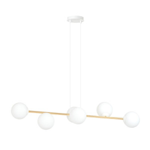Lampa wisząca Emibig Gravity 6 biała ze złotym kloszem 6×E14