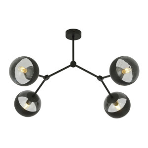 Lampa sufitowa Emibig Space 4 czarna z transparentno-czarnym kloszem 4×E14