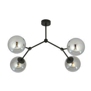 Lampa sufitowa Emibig Space 4 czarna z grafitowym kloszem 4×E14