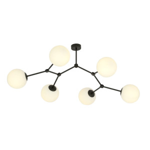 Lampa sufitowa Emibig Space 6 czarna z białym kloszem 6×E14