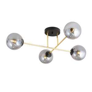 Lampa sufitowa Emibig Magnum 1269 4 czarno-złota z białym kloszem 4×E14