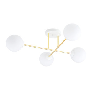 Lampa sufitowa Emibig Magnum 4 biała ze złotą ramą z białym kloszem 4×E14