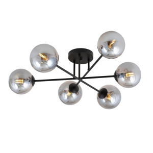 Lampa sufitowa Emibig Roma 6 czarna z grafitowym kloszem 6×E14