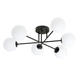 Lampa sufitowa Emibig Roma 6 czarna z białym kloszem 6×E14