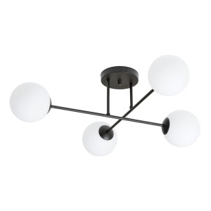 Lampa sufitowa Emibig Roma 4 czarna z białym kloszem 4×E14