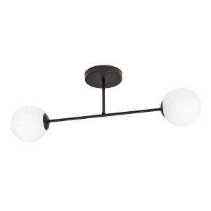 Lampa sufitowa Emibig Roma 2 czarna z białym kloszem 2×E14