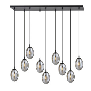 Lampa sufitowa Emibig Astral 9 czarna z grafitowym kloszem 9×E14