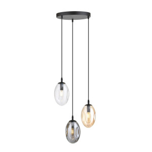 Lampa sufitowa Emibig Astral 3 Premium czarna z mieszanymi kloszami 3×E14