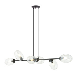 Lampa sufitowa Emibig Pandora 6 czarna z transparentnym kloszem 6×E14