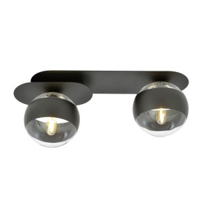 Lampa sufitowa Emibig Plaza 2 czarna z transparentno-czarnym kloszem 2×E14