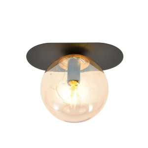 Lampa sufitowa Emibig Plaza czarna z miodowym kloszem 1×E14