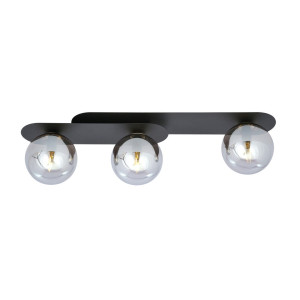 Lampa sufitowa Emibig Plaza czarna z grafitowym kloszem 3×E14