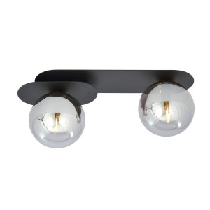 Lampa sufitowa Emibig Plaza 2 czarna z grafitowym kloszem 2×E14