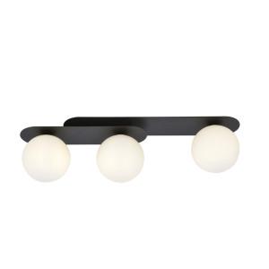 Lampa sufitowa Emibig Plaza 3 czarna z białym kloszem 3×E14