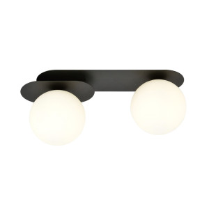 Lampa sufitowa Emibig Plaza 2 czarna z białym kloszem 2×E14