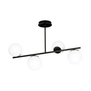 Lampa sufitowa Emibig Bior 4 czarna z białym kloszem 4×E14