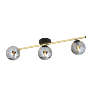 Lampa sufitowa Emibig Splendi 3 czarna złota z grafitowym kloszem 3×E14