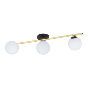 Lampa sufitowa Emibig Splendi 3 czarno-złota z białym kloszem 3×E14