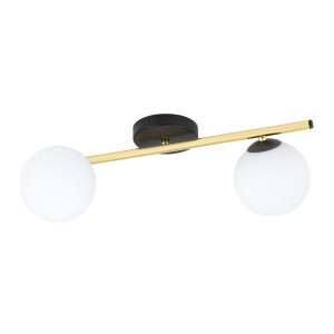 Lampa sufitowa Emibig Splendi 2 czarno-złota z białym kloszem 2×E14