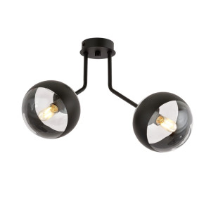 Lampa wisząca Emibig Nova 2 czarna z transparentno-czarnym kloszem 2×E14