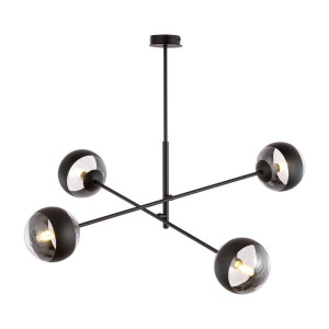Lampa sufitowa Emibig Linear 4 czarna z transparentnym kloszem 4×E14