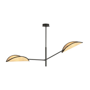 Lampa sufitowa Emibig Vene 2 czarna z brązowym kloszem 2×E14