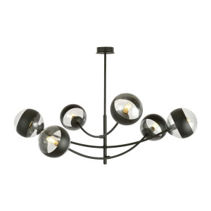 Lampa sufitowa Emibig Hunter 6 czarna z transparentno-czarnym kloszem 6×E14