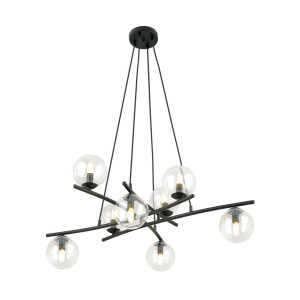 Lampa wisząca Emibig Essa 8 czarna z transparentnym kloszem 8×E14