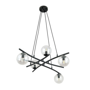 Lampa wisząca Emibig Essa 5 czarna z transparentnym kloszem 5×E14