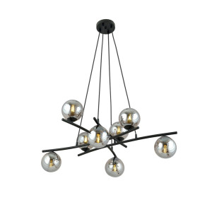 Lampa wisząca Emibig Essa 8 czarna z grafitowym kloszem 8×E14
